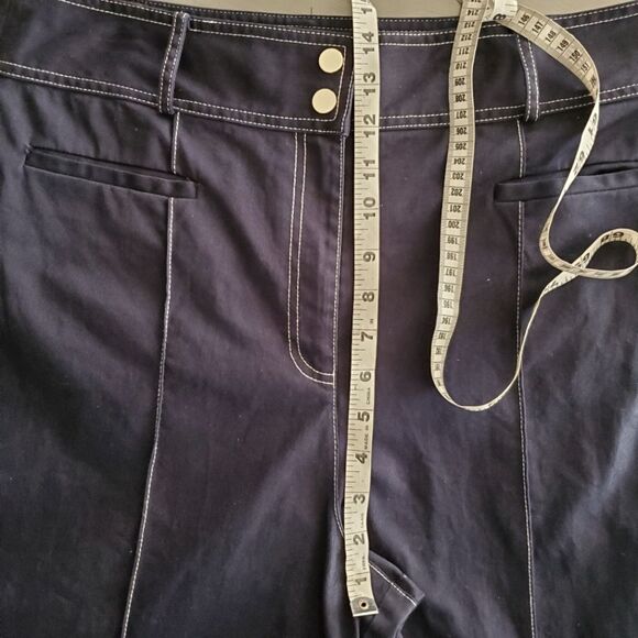 Diane Von Furstenberg DVF Kimberly Wide Leg Contrast Stitch Pants Blue size 14 - Picture 12 of 15